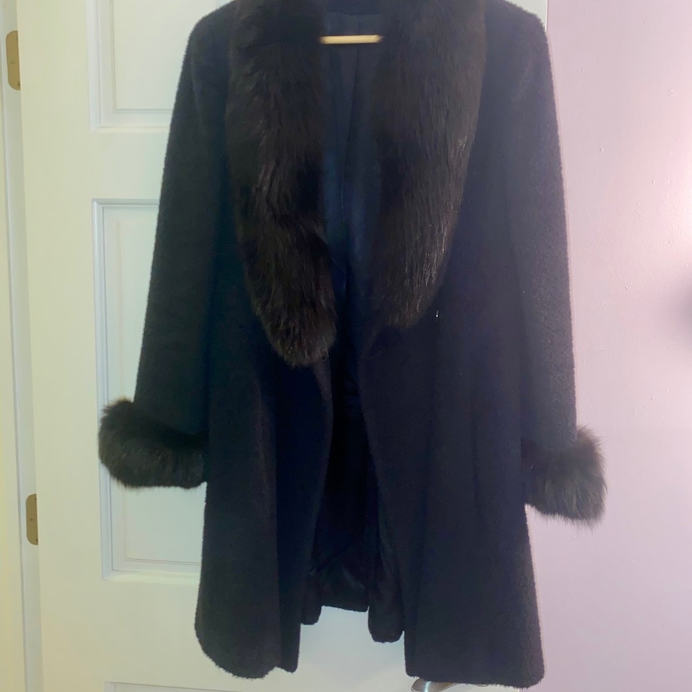 Black real fur coat